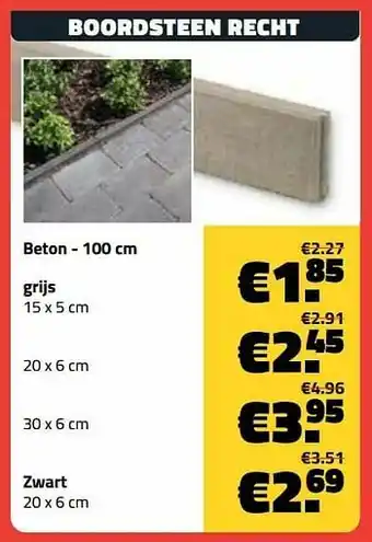 Boordsteen recht beton - 100 cm