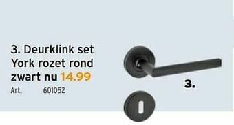 GAMMA Deurklink set york rozet rond zwart aanbieding