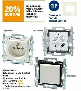 GAMMA Niko schakelaar 1-polig original white aanbieding