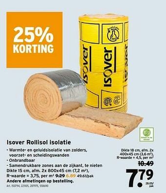 GAMMA Isover rollisol isolatie aanbieding