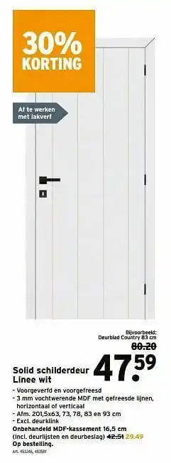 GAMMA Solid schilderdeur linee wit aanbieding