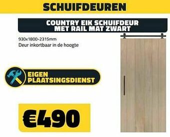Bouwcenter Frans Vlaeminck Country eik schuifdeur met rail mat zwart aanbieding