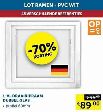 Zelfbouwmarkt 1-vl draaikipraam dubbel glas aanbieding