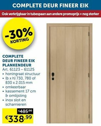 Zelfbouwmarkt Complete deur fineer eik plankendeur aanbieding