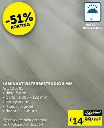 Zelfbouwmarkt Laminaat waterbestendig 8 mm aanbieding