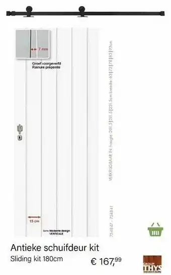 Multi bazar Antieke schuifdeur kit sliding kit 180cm aanbieding