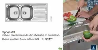 Multi bazar Hypero spoeltafel 2 grote bakken rvs aanbieding