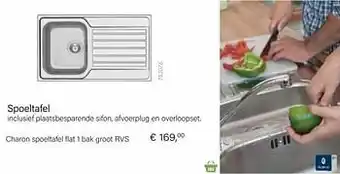 Multi bazar Charon spoeltafel flat 1 bak groot rvs aanbieding