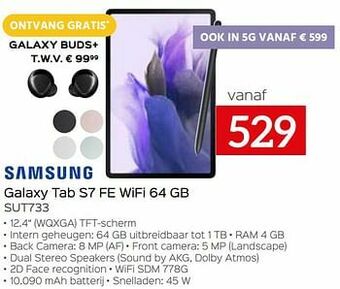 Selexion Samsung galaxy tab s7 fe wifi 64 gb sut733 aanbieding