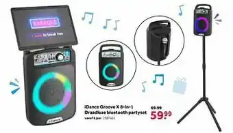 Intertoys Idance groove x 8-in-1 draadloze bluetooth partyset aanbieding