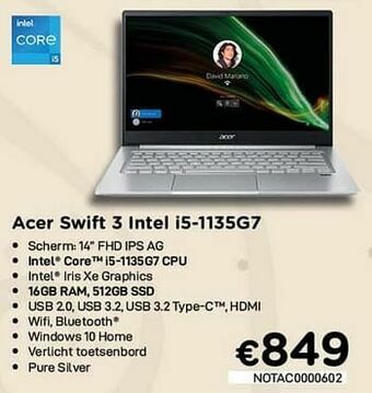 CompuDeals Acer swift 3 intel i5-1135g7 aanbieding