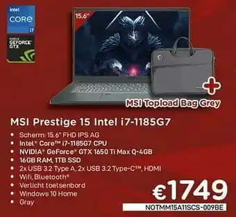 CompuDeals Msi prestige 15 intel i7-1185g7 aanbieding