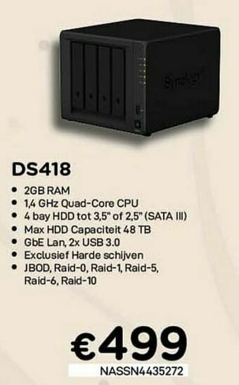 CompuDeals Syno logy ds418 aanbieding