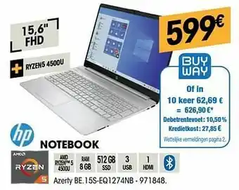 Electro Depot Hp notebook 15s-eq1274nb aanbieding