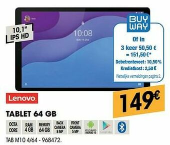 Electro Depot Lenovo tablet 64 gb tab m10 4-64 aanbieding