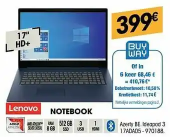 Electro Depot Lenovo notebook ideapad 3 17ada05 aanbieding