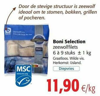 Colruyt Boni selection zeewolffilets aanbieding