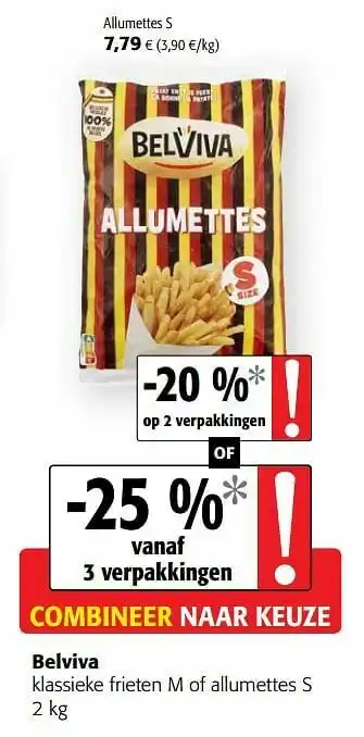Colruyt Belviva klassieke frieten m of allumettes s aanbieding