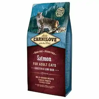 Zooplus 2x6kg Salmon for Adult Cats Sensitive and Long hair Carnilove Kattenvoer aanbieding