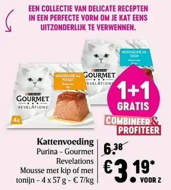 Kattenvoeding purina - gourmet revelations mousse met kip of met tonijn