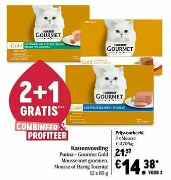Delhaize Kattenvoeding purina - gourmet gold mousse aanbieding