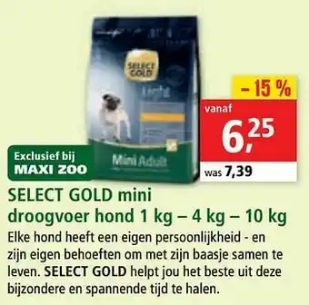 Maxi Zoo Select gold mini droogvoer hond aanbieding