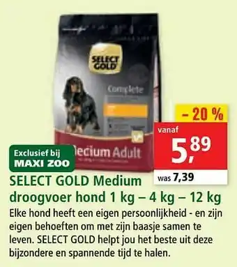 Maxi Zoo Select gold medium droogvoer hond aanbieding