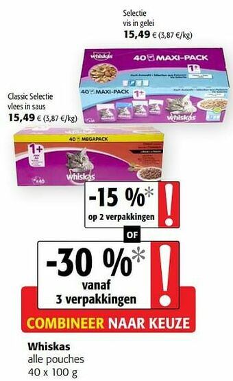 Colruyt Whiskas alle pouches aanbieding