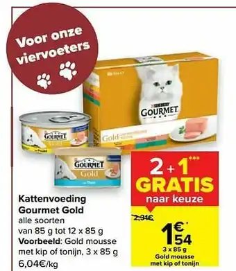 Carrefour Gold mousse met kip of tonijn aanbieding