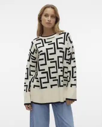 Bol.com VERO MODA VMSABA ART LS O-NECK LONG PULLOVER Dames Trui - Maat S aanbieding
