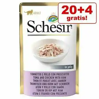 20 + 4 gratis! 24 x 85 g Schesir Kat Jelly Pouch - Kitten Kipfilet