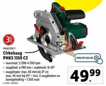Lidl Parkside cirkelzaag phks 1350 c2 aanbieding