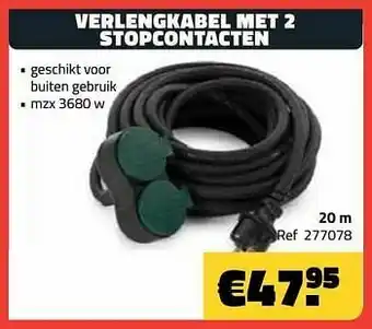 Bouwcenter Frans Vlaeminck Verlengkabel met 2 stopcontacten 20m aanbieding