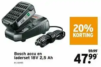 GAMMA Bosch accu en laderset 18v 2,5 ah aanbieding