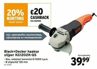 GAMMA Black+decker haakse slijper kg1202k-qs aanbieding