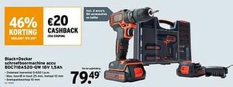 GAMMA Black+decker schroefboormachine accu bdc718as2o-qw 18v 1,5ah aanbieding