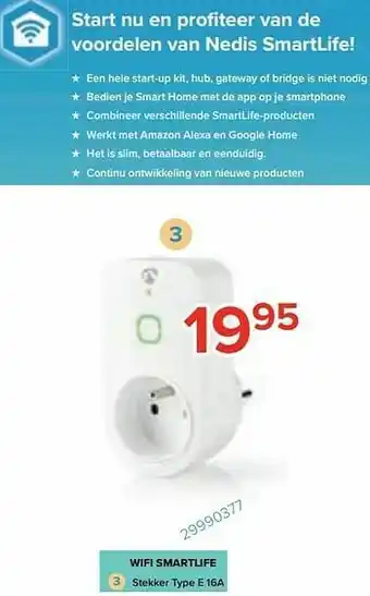 Nedis wifi smartlife stekker type e 16a