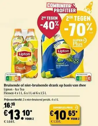 Delhaize Lipton - ice tea niet-bruisend perzik aanbieding