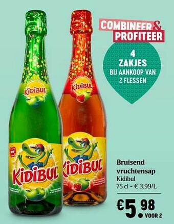Delhaize Bruisend vruchtensap kidibul aanbieding