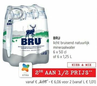 Spar Colruyt Bru licht bruisend natuurlijk mineraalwater aanbieding