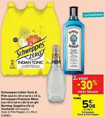 Carrefour Schweppes tonic + pink pepper aanbieding