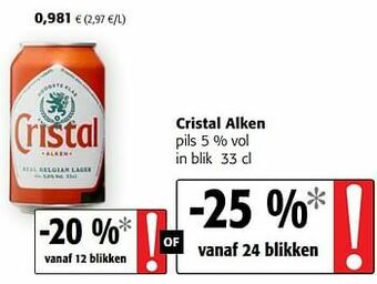 Colruyt Cristal alken pils aanbieding