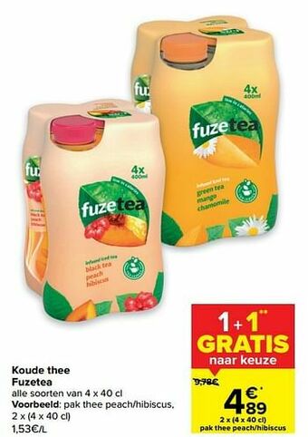 Carrefour Pak thee peach-hibiscus aanbieding