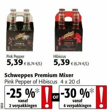 Colruyt Schweppes premium mixer pink pepper of hibiscus aanbieding
