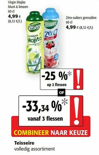Colruyt Teisseire volledig assortiment aanbieding