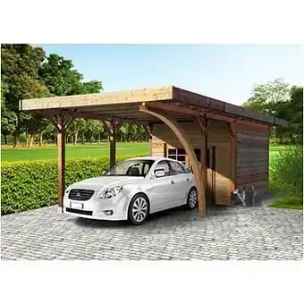Brico Carport combinaison Solid ’S7754’ bois 28 m² aanbieding