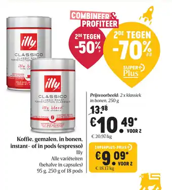 Delhaize Koffie, gemalen, in bonen, instant- of in pods (espresso) aanbieding