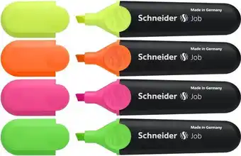 Schneider tekstmarker - Job - assorti 4 stuks - beitelpunt - S-1500