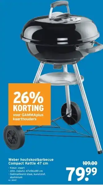 GAMMA Weber houtskoolbarbecue Compact Kettle 47 cm aanbieding