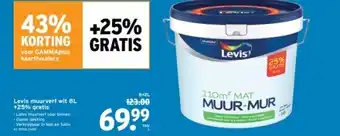 GAMMA Levis muurverf wit 8L +25% gratis aanbieding